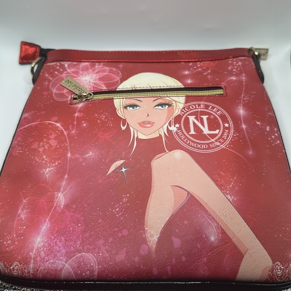 Nicole Lee pink red studded rhinestone fashion purse with missing strap - Picture 5 of 9